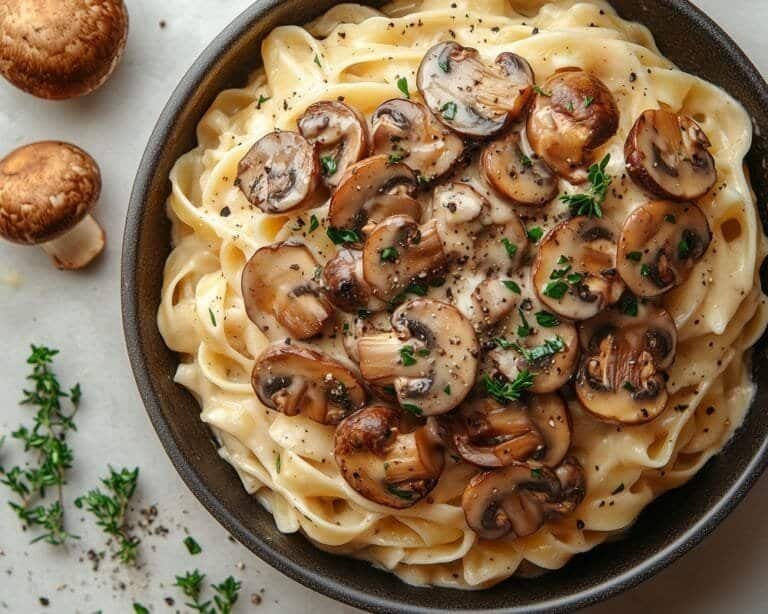 Vegan Mushroom Stroganoff with Spinach